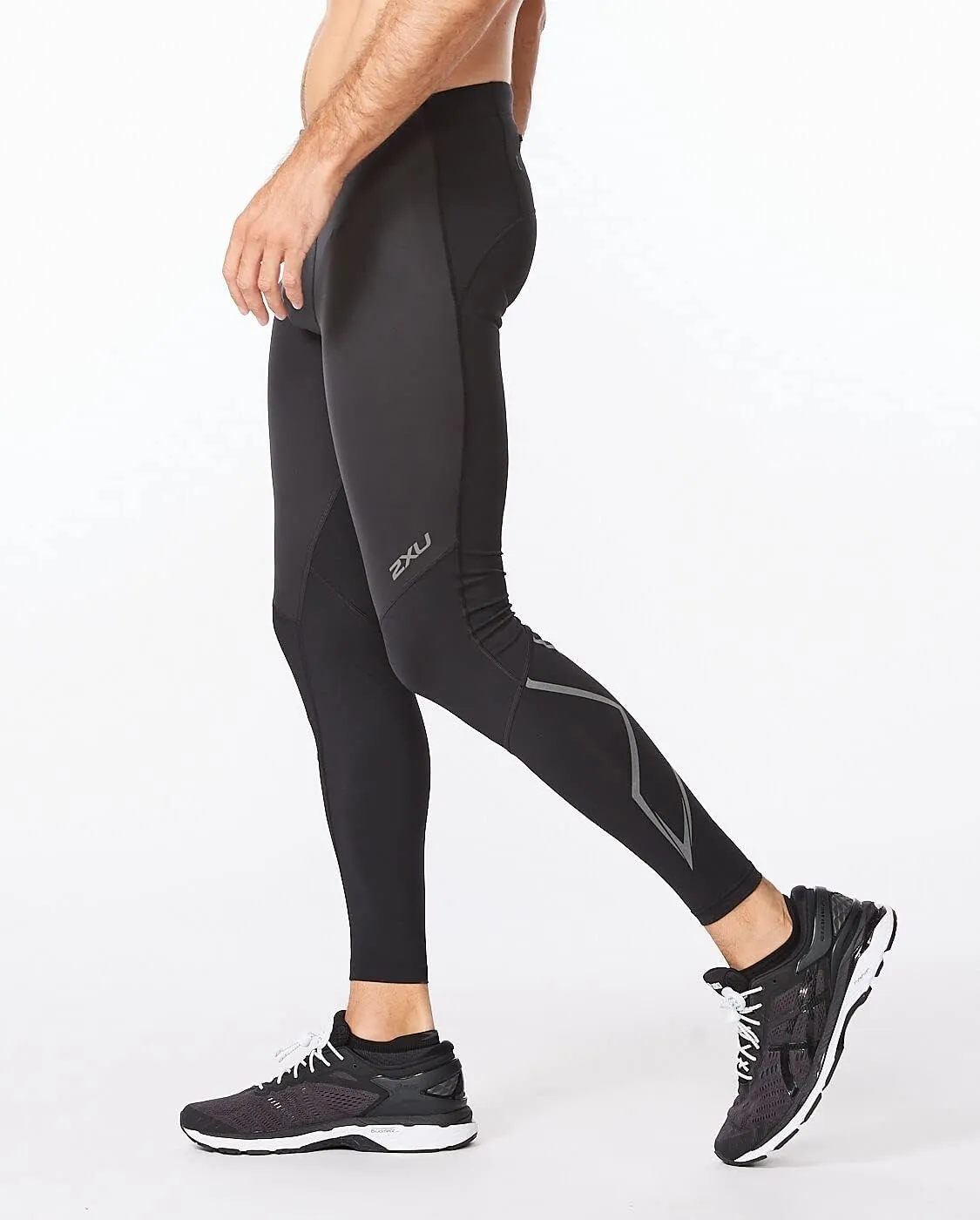 2XU Men's Ignition Shield Compression Tights - Powerful Support & Warmth - Black/Black Reflective