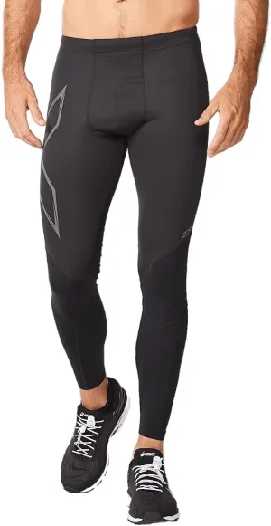 2XU Men's Ignition Shield Compression Tights - Powerful Support & Warmth - Black/Black Reflective