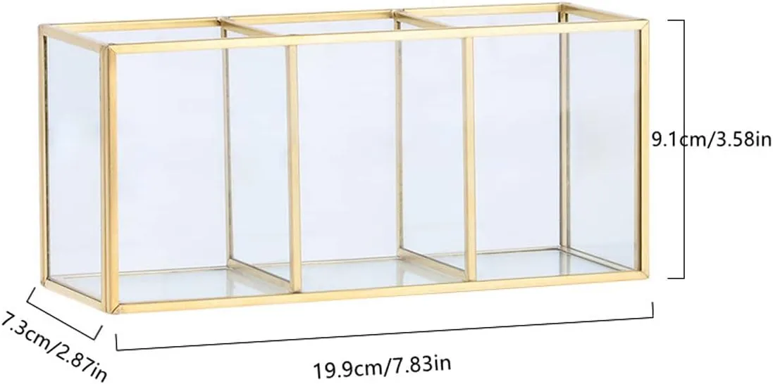3 Compartment Makeup Storage Box Jar Holder Eyeliner Stationery Storage Box Container Cosmetic Brush Organizer Beauty Display for Dresser Bedroom Bathroom