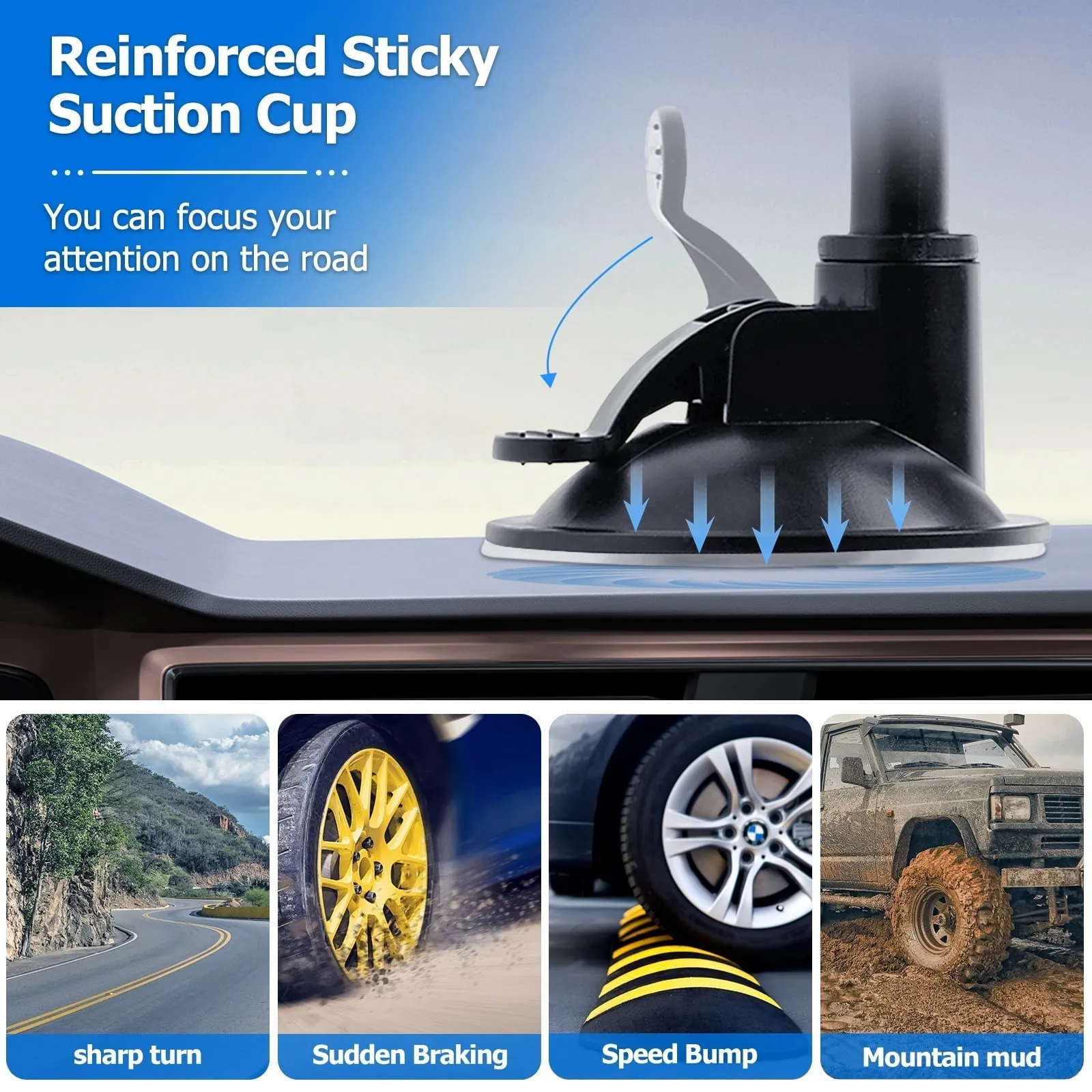 3 in 1 Car Phone Holder Mount | Car Air Vent Holder & Dashboard Mount & Windshield Mount | Phone Mount for Car | Universal For All Smartphones & Tablets | iPhone 12 11 X XR 7/7 Plus, Samsung Galaxy S