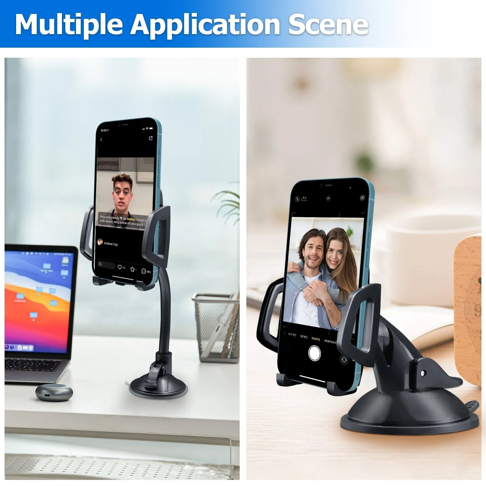 3 in 1 Car Phone Holder Mount | Car Air Vent Holder & Dashboard Mount & Windshield Mount | Phone Mount for Car | Universal For All Smartphones & Tablets | iPhone 12 11 X XR 7/7 Plus, Samsung Galaxy S