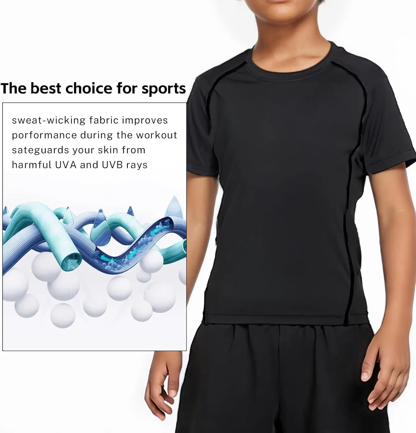 3 Pack Boys Compression Shirt Short Sleeve Youth Athletic Undershirt Kids Quick Dry Athletic Base Layer T-Shirt
