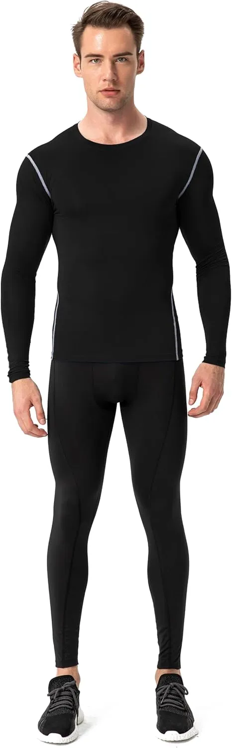 3 Pack Cool Dry Compression Shirts for Men Long Sleeve Baselayer Tops Running Workout T Shirt