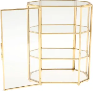 3-Tier Jewelry Box Glass Makeup Organizer Jewelry Box Multifunction Display Case for Table Decoration Storage, transparent