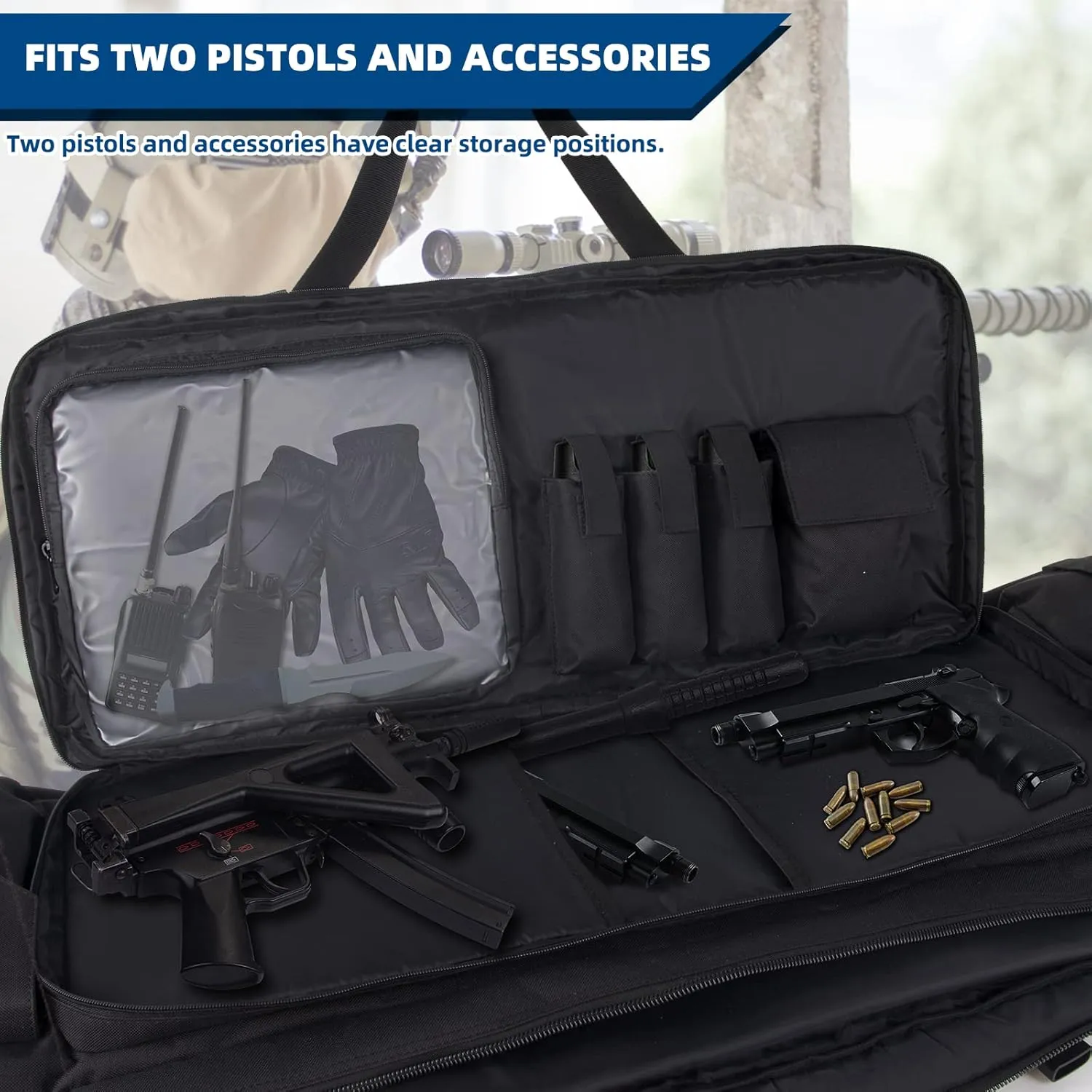 30 36 42 inch Rifle Bag Soft Gun Case 900D Convertible Tactical Backpack for Shooting and Hunting Include Mag Pouch