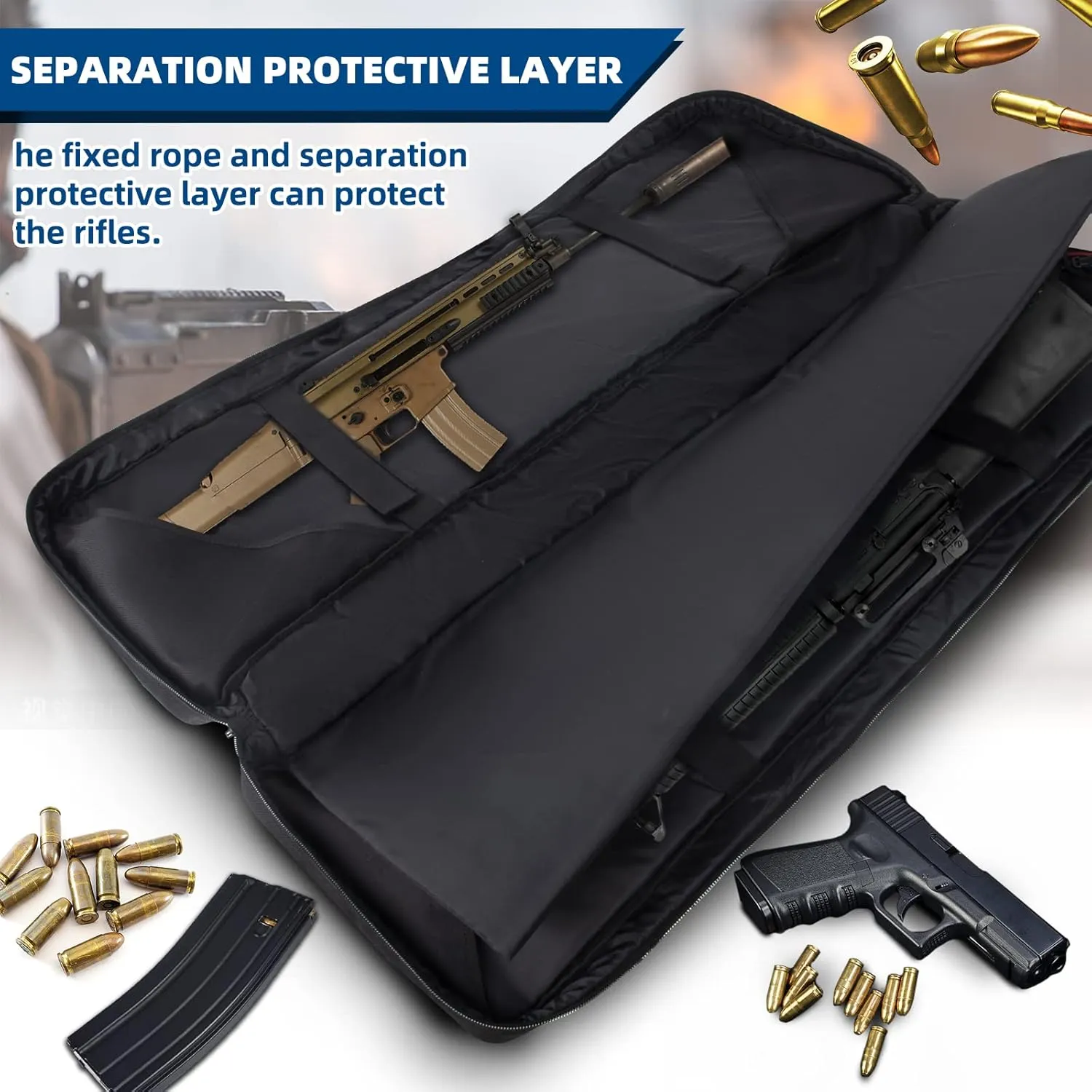 30 36 42 inch Rifle Bag Soft Gun Case 900D Convertible Tactical Backpack for Shooting and Hunting Include Mag Pouch