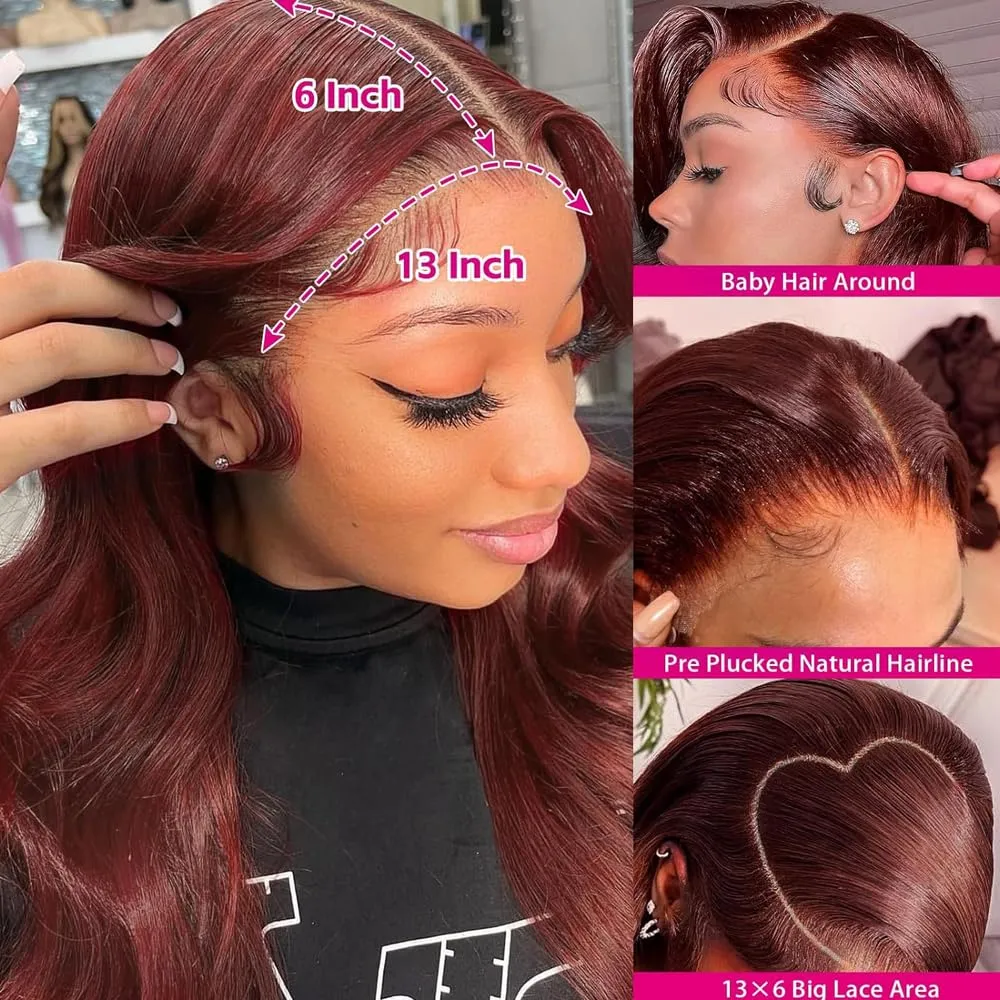 30 Inch 12A Reddish Brown Lace Front Wigs Human Hair 13x6 HD Body Wave Frontal Wigs for Black Women 180 Density Copper Red Glueless Body Wave Lace Front Wig Human Hair Pre Plucked with Baby Hair