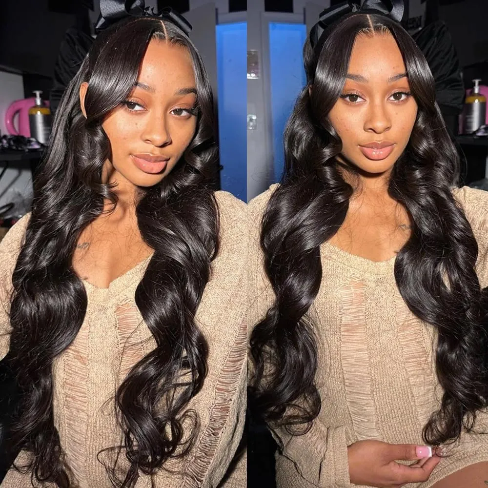 30 Inch 13x6 HD Lace Front Wigs Human Hair Pre Plucked Brazilian Virgin Body Wave Lace Frontal Wigs Human Hair For Black Women 180 Density Body Wave Glueless Wig Long Hair Natural Hairline