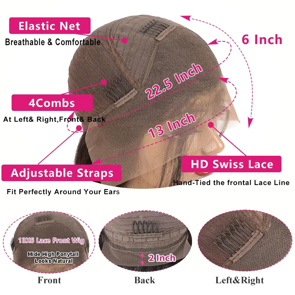 30 Inch 13x6 HD Lace Front Wigs Human Hair Pre Plucked Brazilian Virgin Body Wave Lace Frontal Wigs Human Hair For Black Women 180 Density Body Wave Glueless Wig Long Hair Natural Hairline