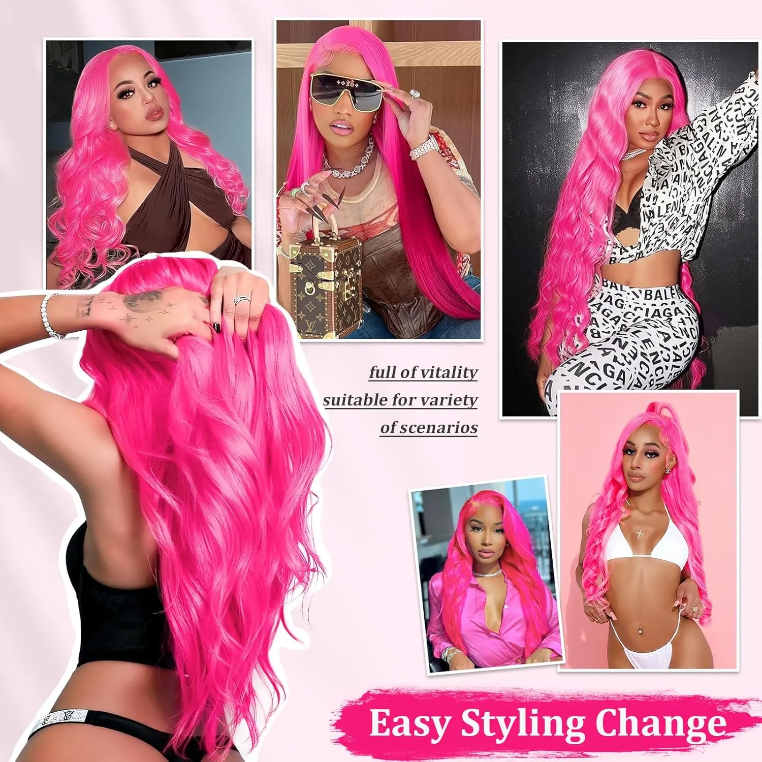 30 Inch Pink Lace Front Wig Human Hair 200 Density 13x4 HD Lace Front Wigs Human Hair Pre Plucked with Baby Hair Glueless Colored Body Wave Wig Frontal Wigs