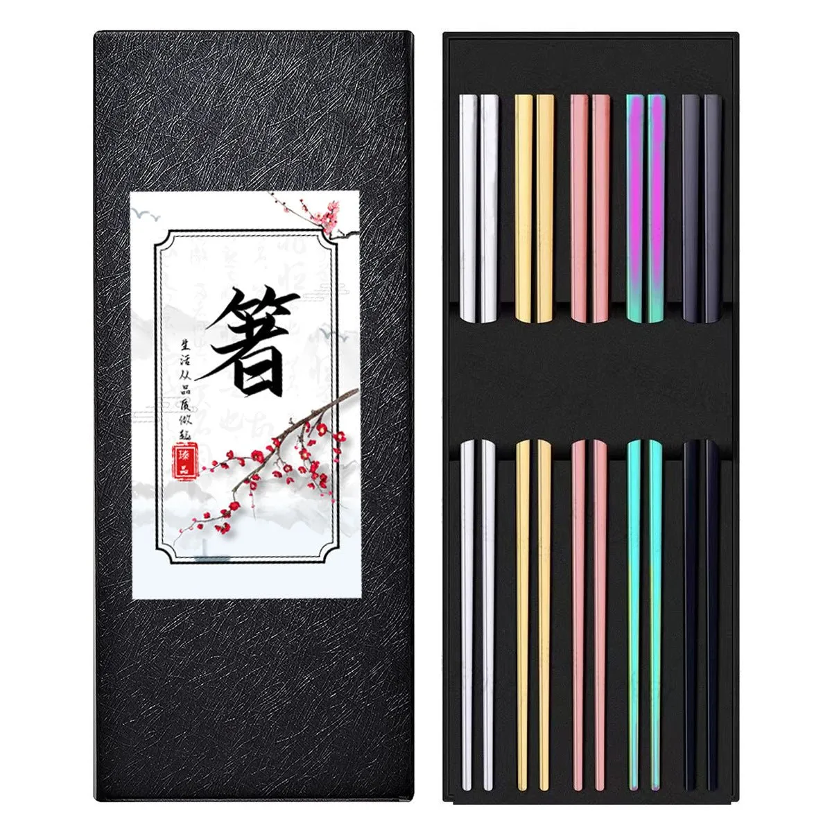 304 Stainless Steel Chopsticks Sets Square Non-slip Household Chopsticks