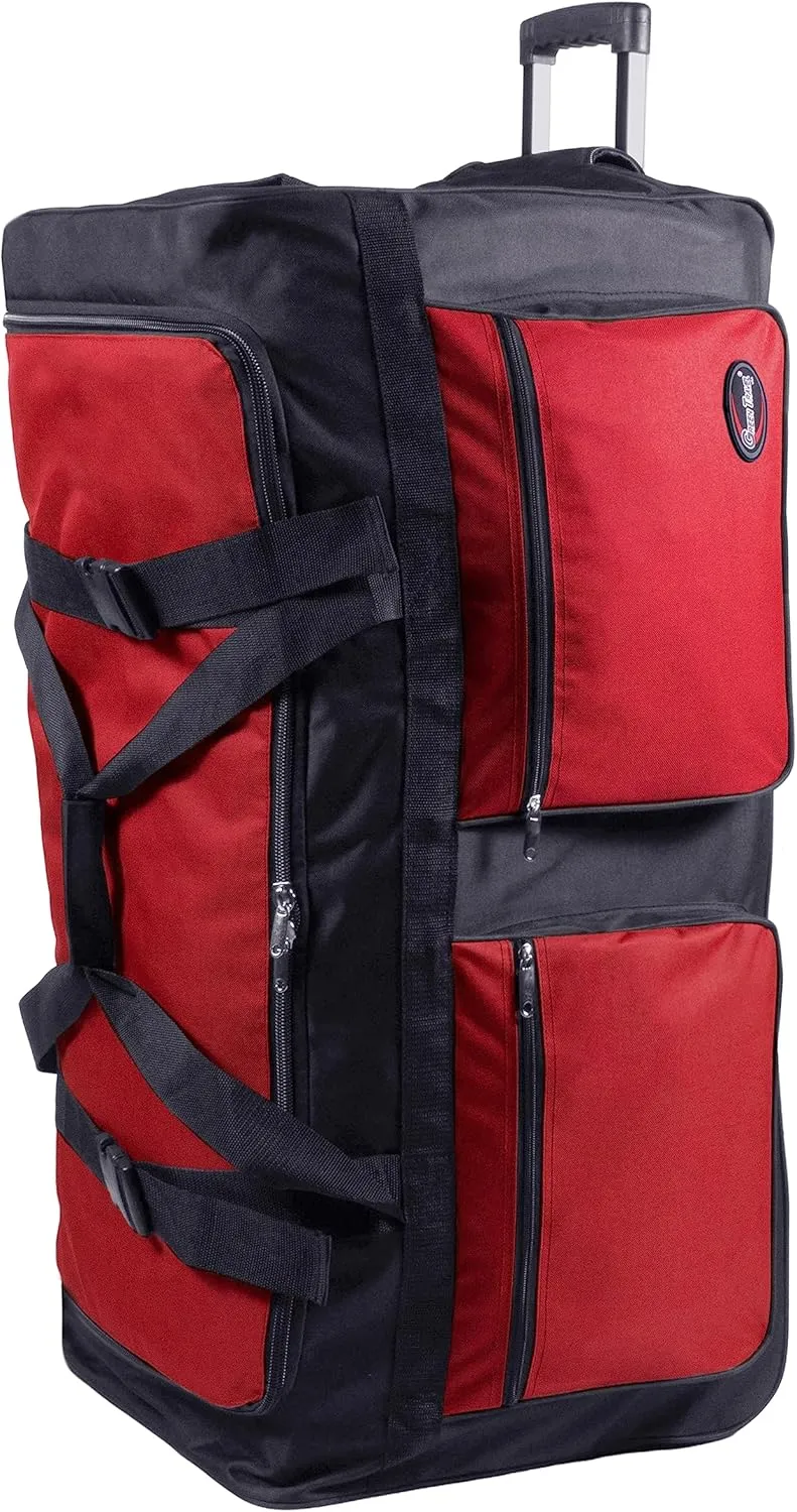 30" /36" /40" Rolling Duffle Bag Travel Wheeled Luggage Suitcase (Red, 40 inch)
