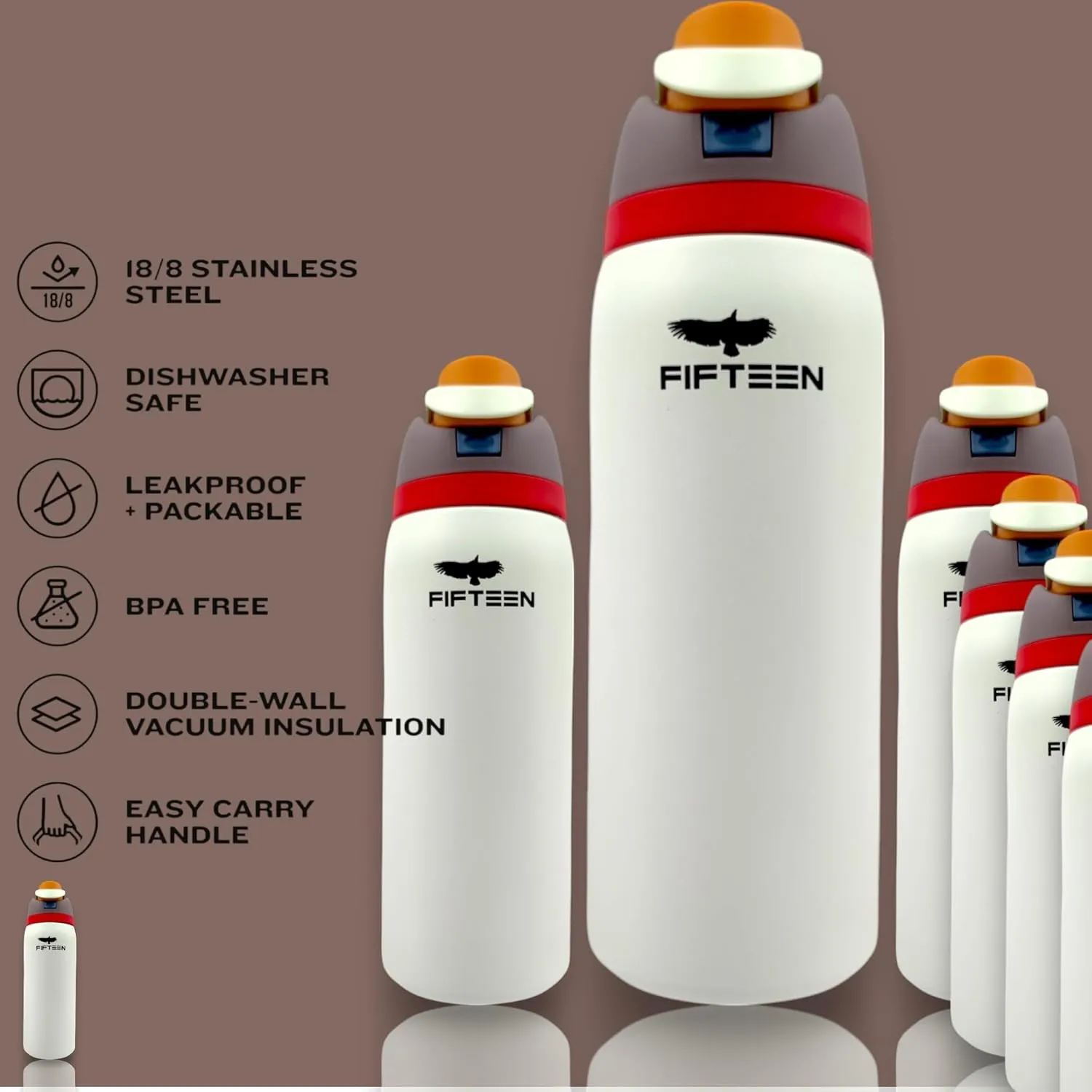 32oz Insulated Stainless Steel Water Bottle – Leakproof & BPA-Free, Flip Straw & Handle Lid, Double Wall Vacuum Flask for Hot & Cold Drinks – Ideal for Gym, Travel, Office (White)