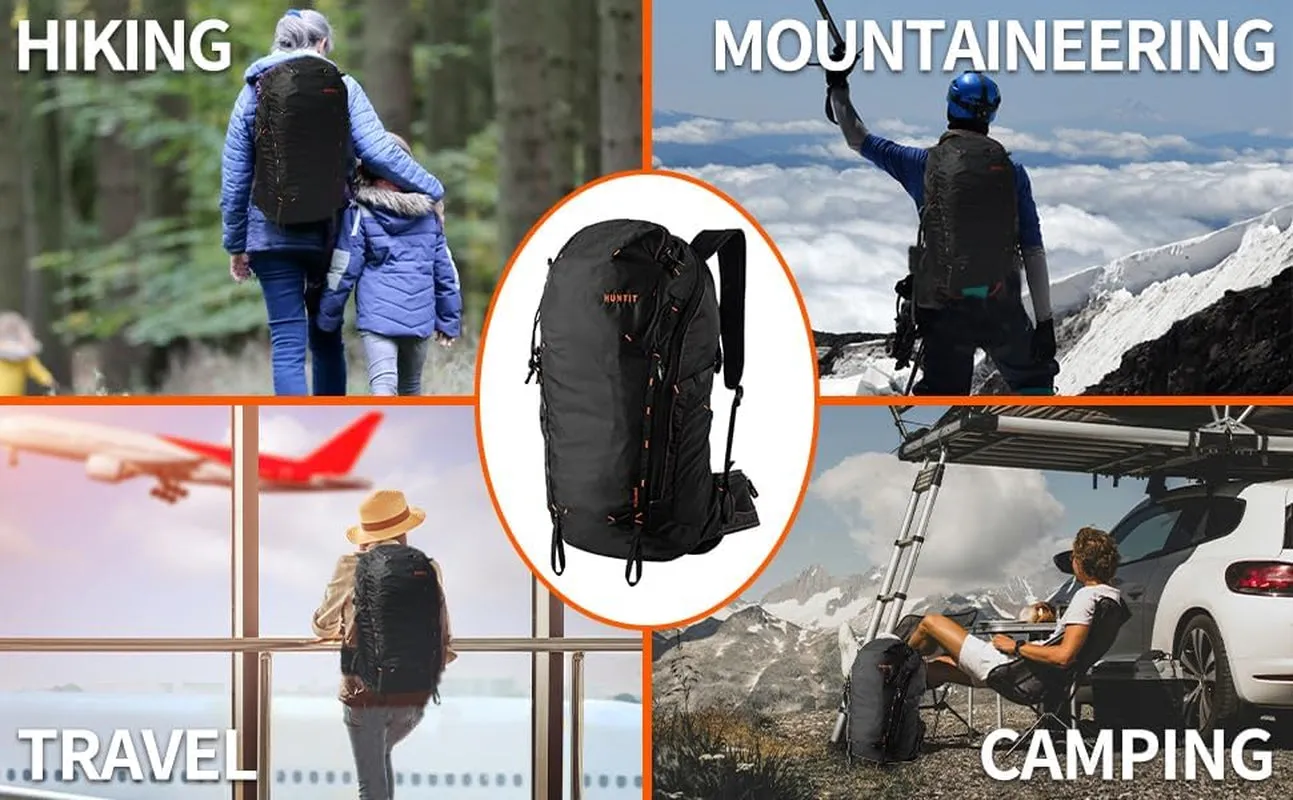 35L Hiking Backpack, Lightweight Packable Hiking Daypack, Camping, Travel Backpack for Men Women, Black