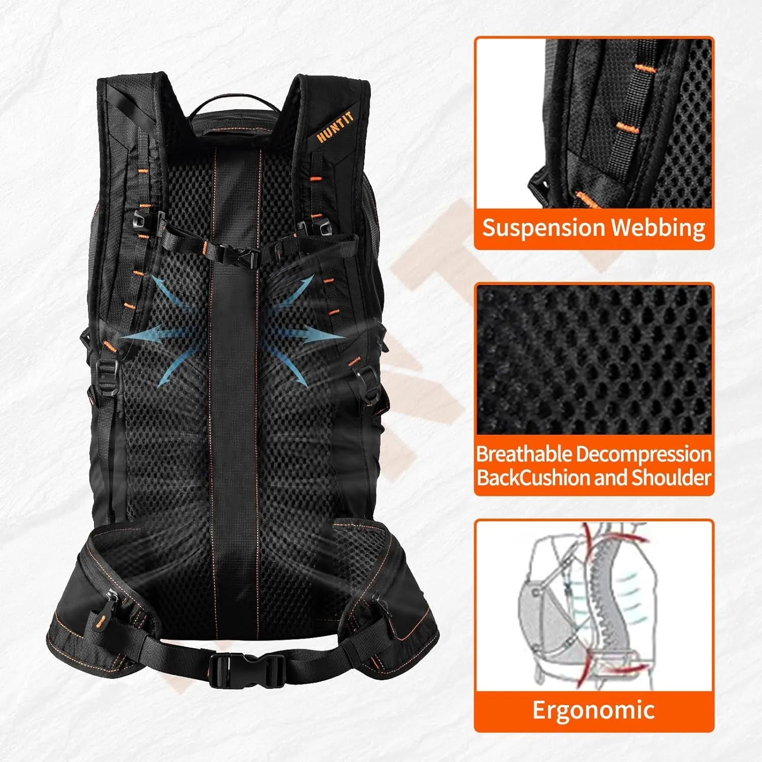 35L Hiking Backpack, Lightweight Packable Hiking Daypack, Camping, Travel Backpack for Men Women, Black
