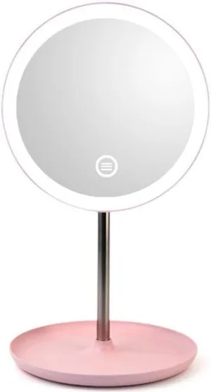 360° Adjustable LED Lighted Makeup Mirror, Three-Tone Lighting, Portable Vanity Mirror, Touch Control, USB/Battery Operated, Pink