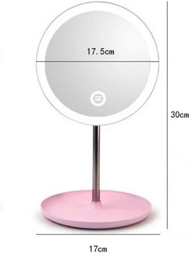 360° Adjustable LED Lighted Makeup Mirror, Three-Tone Lighting, Portable Vanity Mirror, Touch Control, USB/Battery Operated, Pink