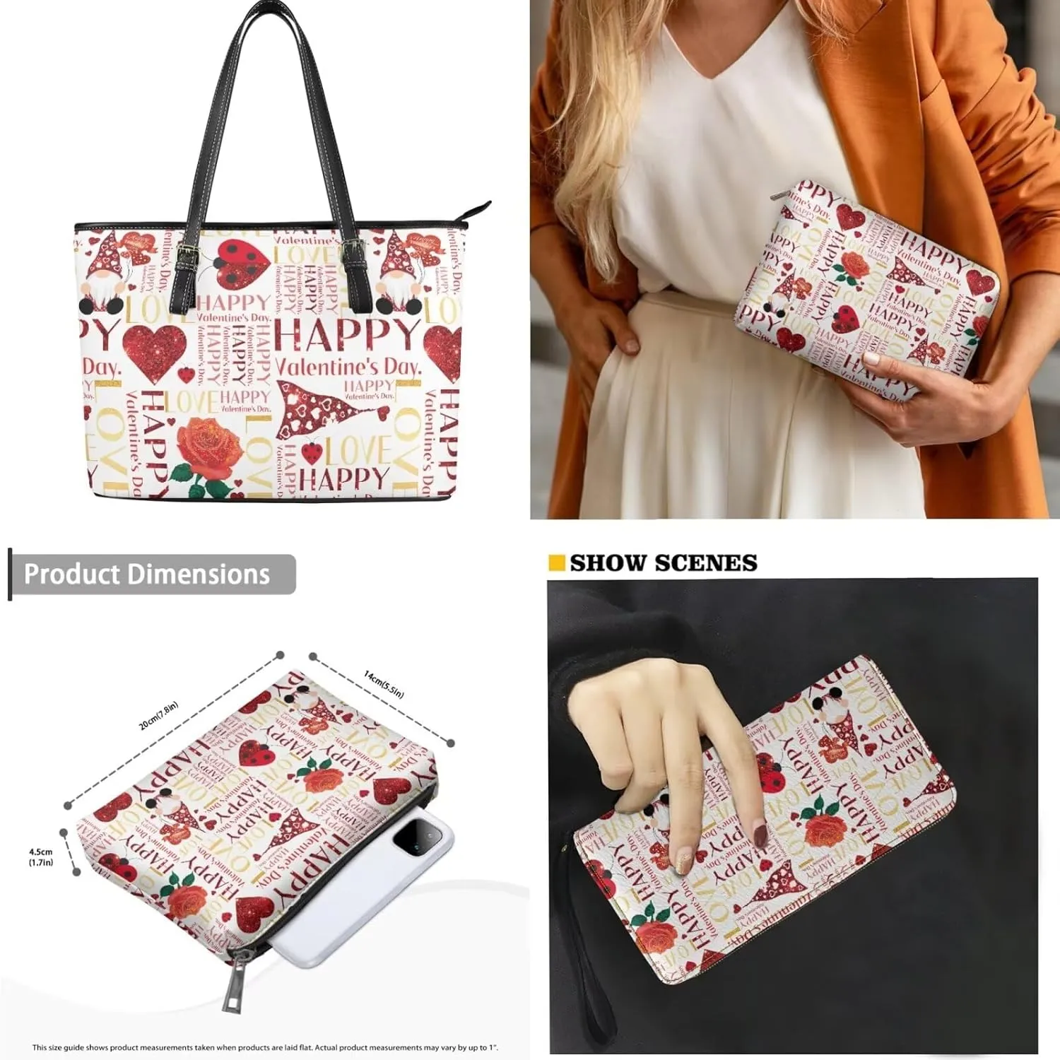 3Pcs Crossbody Bags Set Tote Bag for Women Clutch Purses for Women Wristlet Wallets for Women