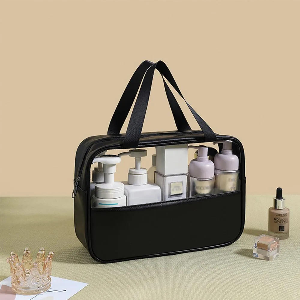 3pcs Large Capacity Waterproof Makeup Bag Set Translucent PU Travel Storage Bag