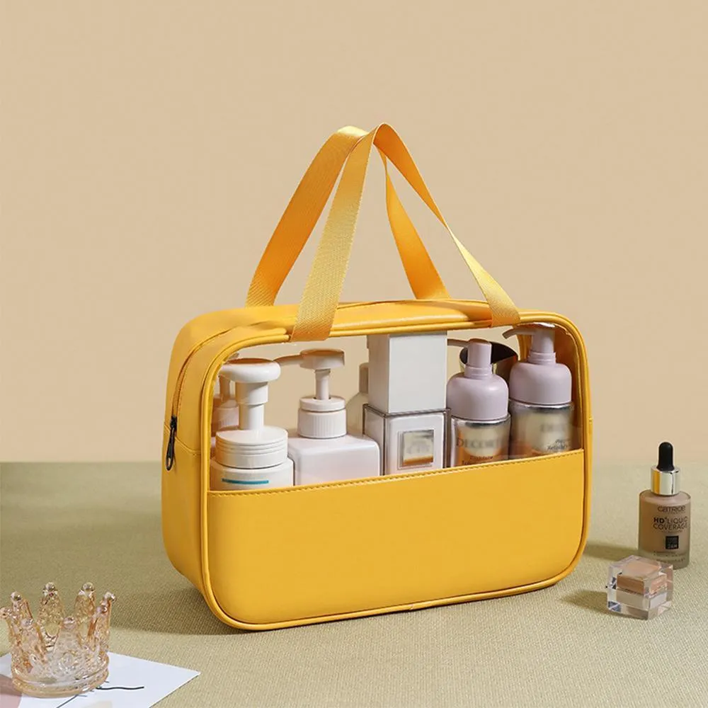 3pcs Large Capacity Waterproof Makeup Bag Set Translucent PU Travel Storage Bag