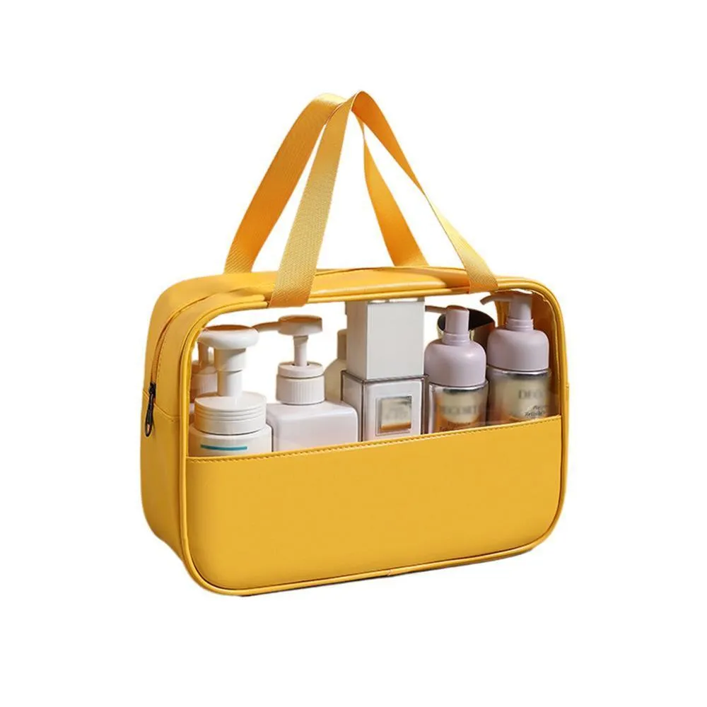 3pcs Large Capacity Waterproof Makeup Bag Set Translucent PU Travel Storage Bag