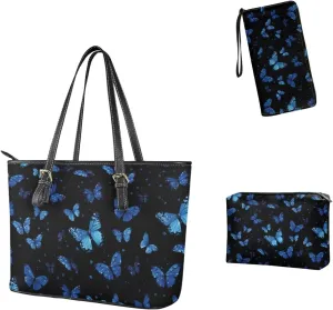 3Pcs Tote Bags Set Top Handle Satchel Purse Clutch Purse Wallet Women Wristlet Gifts for Mother Girlfriend Sister