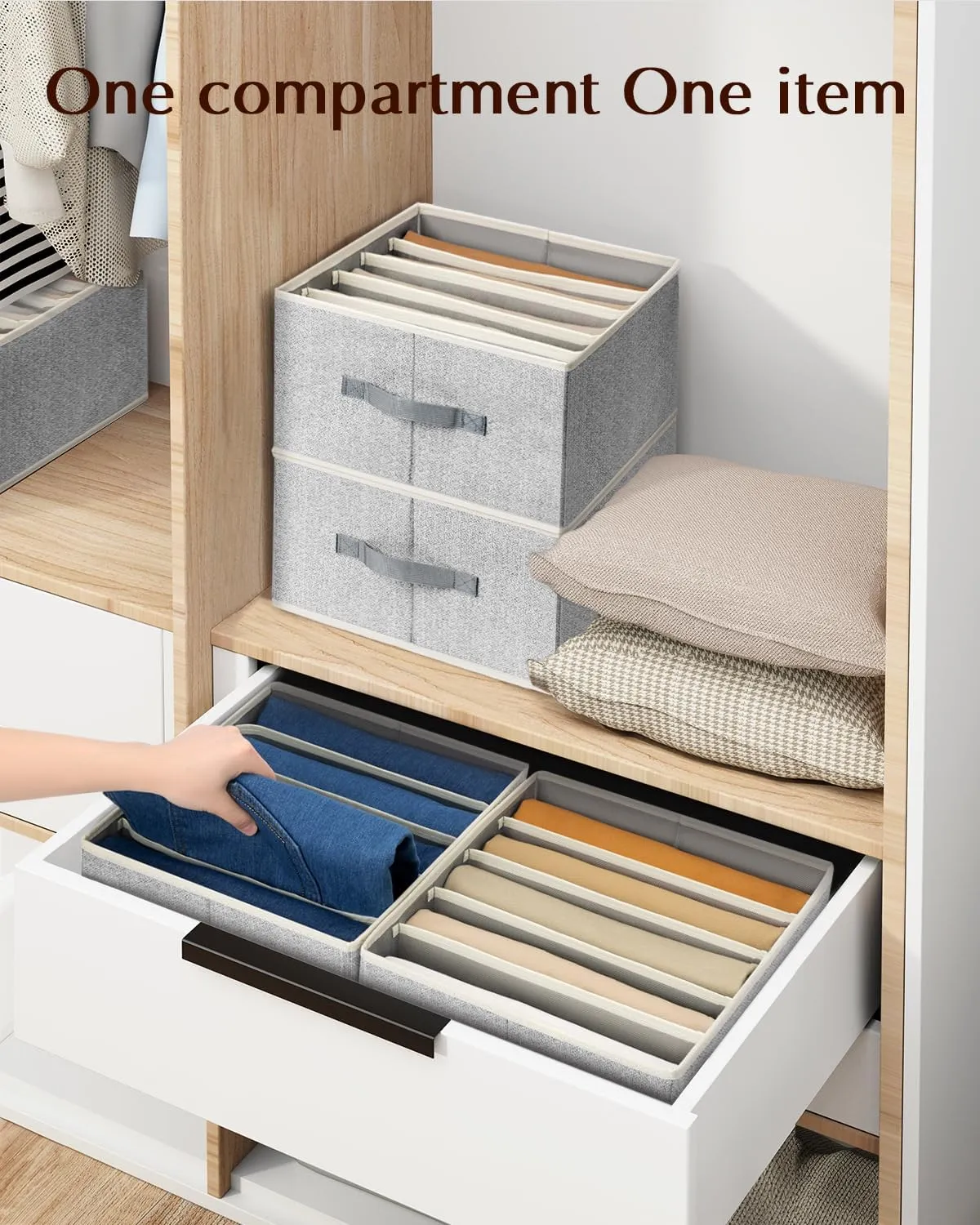 4 Pack Blended Clothes Drawer Organizer, 5-Cell Foldable Wardrobe Clothes Organizer with Handles, Closet Organizers and Storage for Jeans, T-shirts