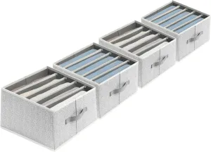 4 Pack Blended Clothes Drawer Organizer, 5-Cell Foldable Wardrobe Clothes Organizer with Handles, Closet Organizers and Storage for Jeans, T-shirts