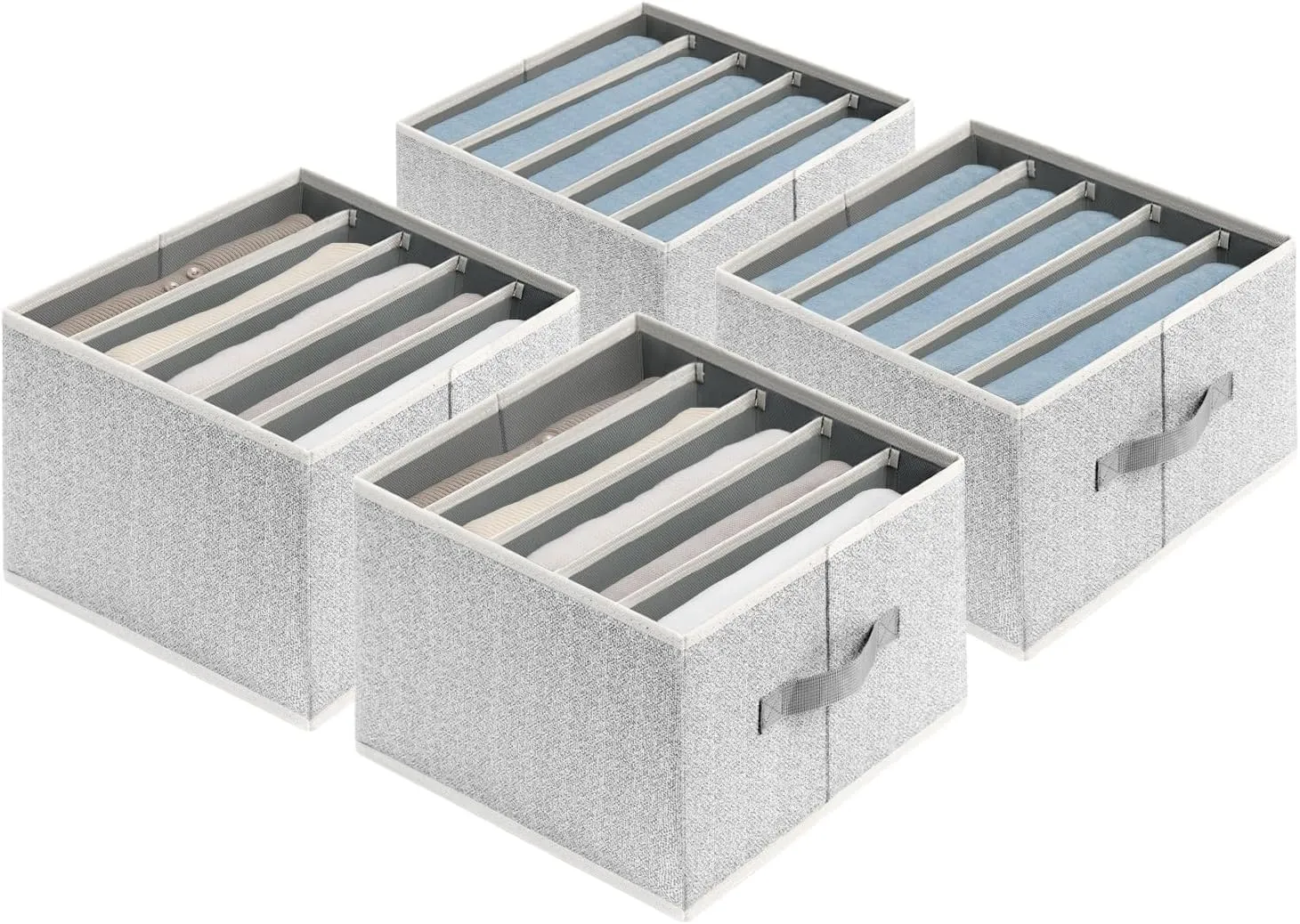 4 Pack Blended Clothes Drawer Organizer, 5-Cell Foldable Wardrobe Clothes Organizer with Handles, Closet Organizers and Storage for Jeans, T-shirts