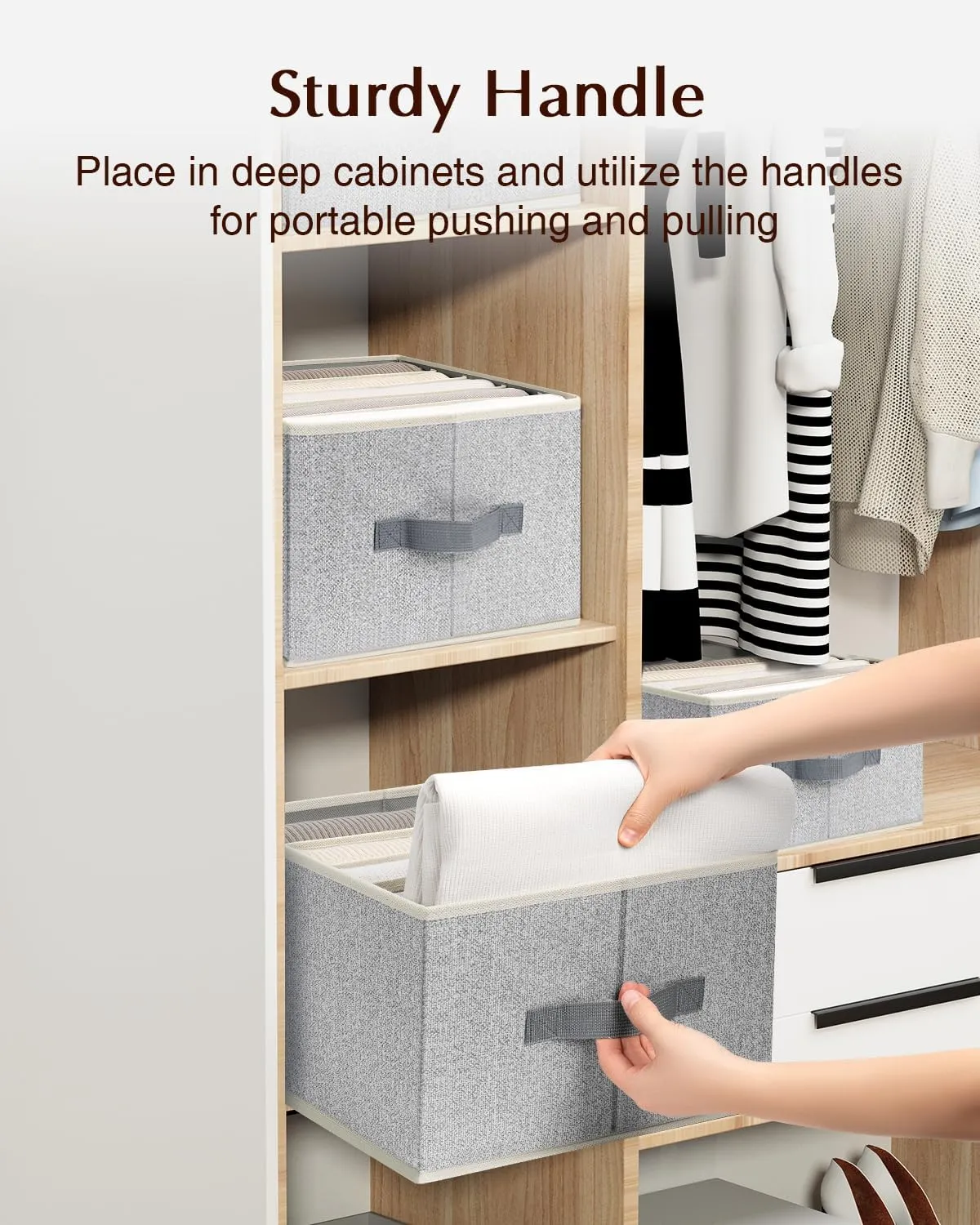 4 Pack Blended Clothes Drawer Organizer, 5-Cell Foldable Wardrobe Clothes Organizer with Handles, Closet Organizers and Storage for Jeans, T-shirts