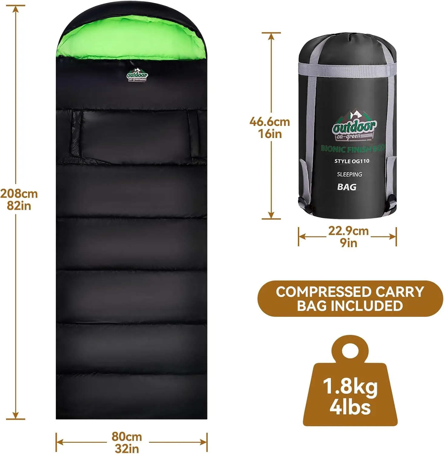 4 Season Adults & Kids Sleeping Bag - Warm, Waterproof & Lightweight - Great for Camping, Backpacking & Hiking