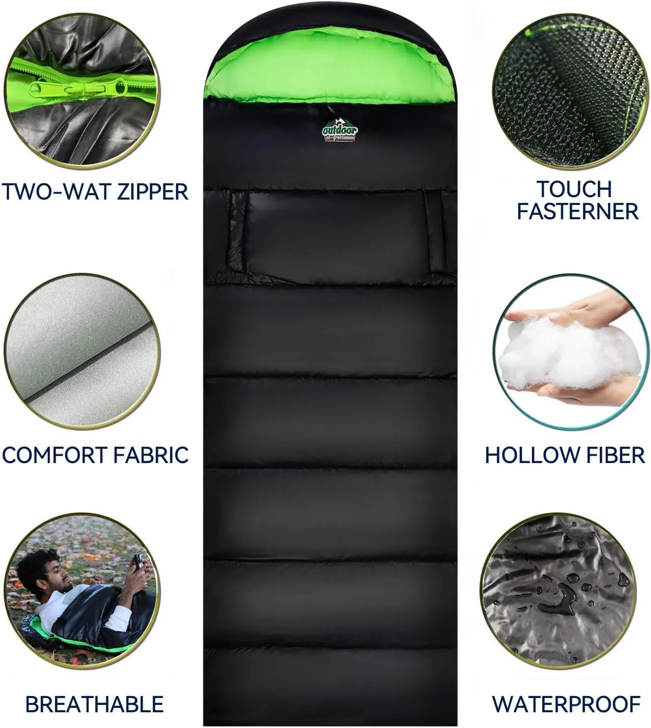 4 Season Adults & Kids Sleeping Bag - Warm, Waterproof & Lightweight - Great for Camping, Backpacking & Hiking