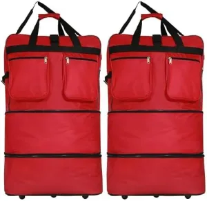 40" Duffle Bag Expandable Rolling Lightweight Wheeled Spinner Suitcase Luggage (2 Pack) for Travel and Storage (Red)