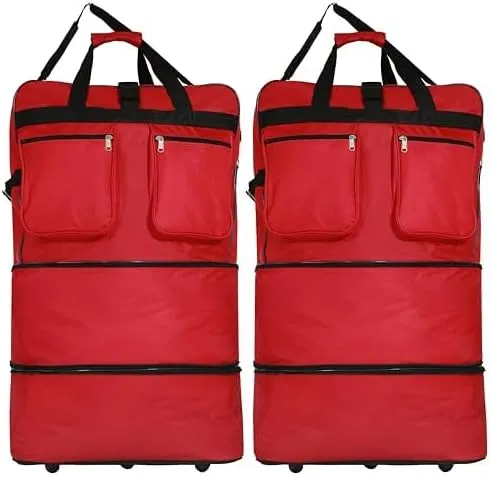 40" Duffle Bag Expandable Rolling Lightweight Wheeled Spinner Suitcase Luggage (2 Pack) for Travel and Storage (Red)