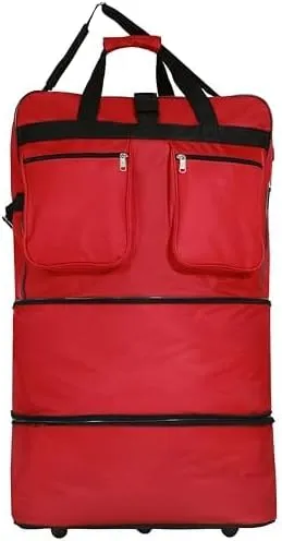 40" Duffle Bag Expandable Rolling Lightweight Wheeled Spinner Suitcase Luggage (2 Pack) for Travel and Storage (Red)