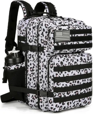 45L Military Tactical Backpack Water-Resistant Army Bag Rucksack MOLLE System - Hydration Compatible Bug Out Bag for Hiking,Gym,Assault Pack,Survival Gear (19.7x11.8)(Leopard print)