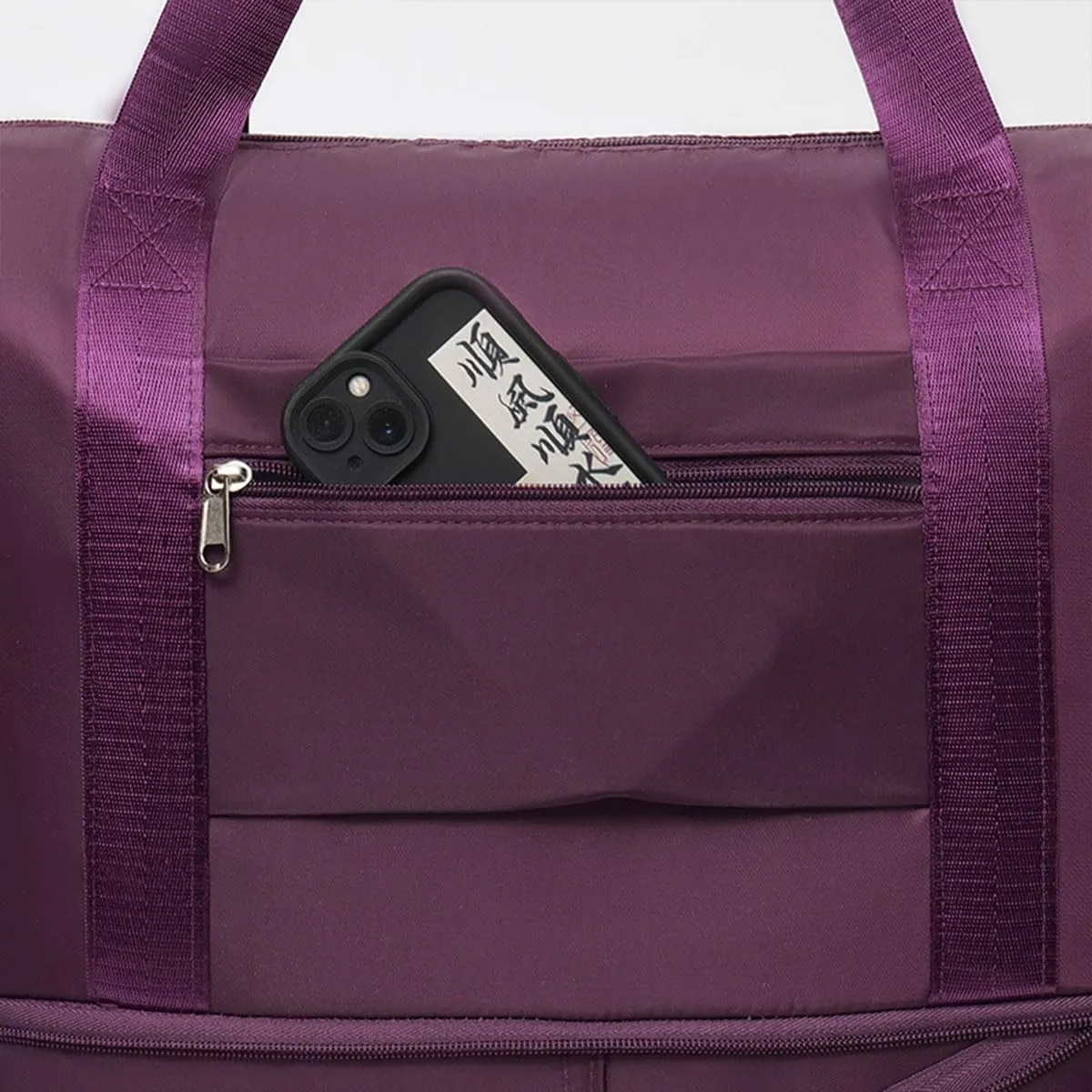 45L Pepepo Travel Bag with Wheels, 2025 New Large Fold Capacity Travel Bag Waterproof Expandable- Universal Wheel Removable for Women Men Airplane Carry on (Purple Red)