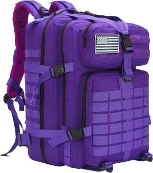 45L Tactical Backpack for Men & Women,Military Molle Rucksack with 900D Fabric,3-Day Bug Out Bag,Hiking Trekking Gym Emergency Survival Backpack(45L purple)