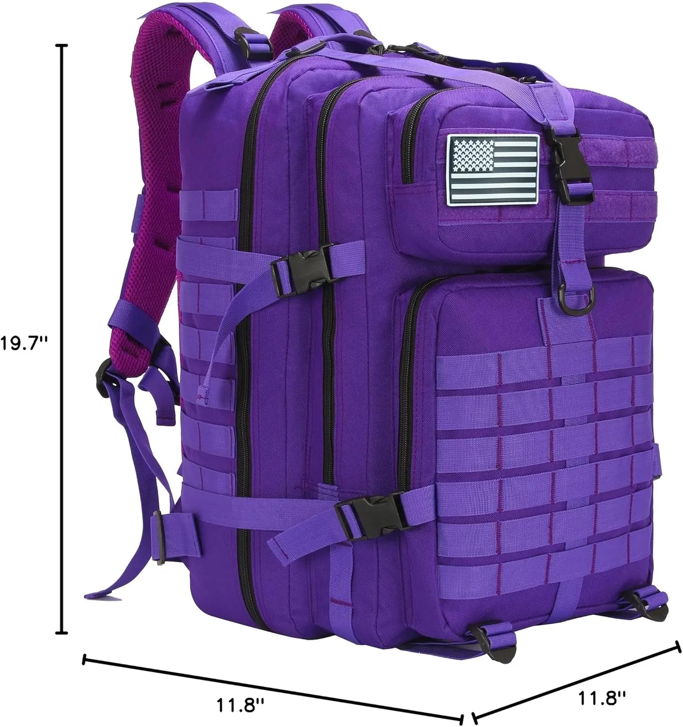 45L Tactical Backpack for Men & Women,Military Molle Rucksack with 900D Fabric,3-Day Bug Out Bag,Hiking Trekking Gym Emergency Survival Backpack(45L purple)