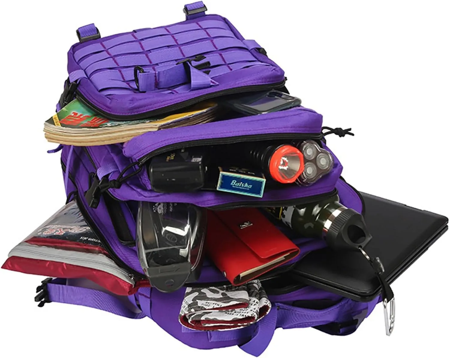 45L Tactical Backpack for Men & Women,Military Molle Rucksack with 900D Fabric,3-Day Bug Out Bag,Hiking Trekking Gym Emergency Survival Backpack(45L purple)