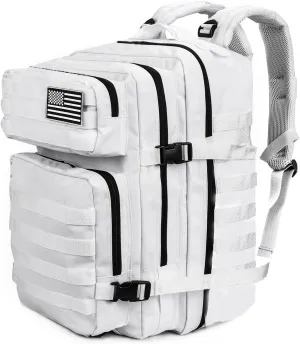 45L Tactical Backpack for Men & Women,Military Molle Rucksack with 900D Fabric,3-Day Bug Out Bag,Hiking Trekking Gym Emergency Survival Backpack(White)
