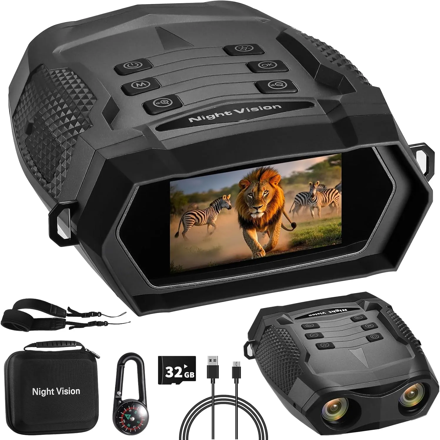 4K Video&48MP Image Night Vision GogglesTechnology Gifts for Adults, Infrared Binoculars 3″ Screen,5Ah Battery,8X Digital Zoom,32GB TF Card,IP65 Waterproof for Outdoor, Animals,Camping & Surveillance
