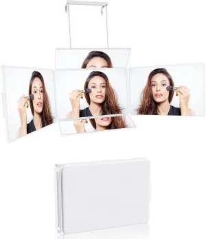 5 Way Mirror, Barber Mirror for Self Hair Cutting, 360° for Men Shaving, Makeup Mirror with Height Adjusta for Braiding Hair Styling Dye for Women (White)