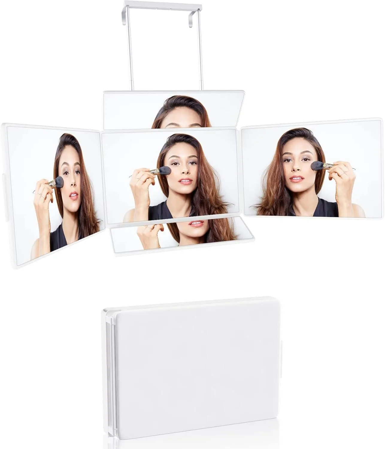 5 Way Mirror, Barber Mirror for Self Hair Cutting, 360° for Men Shaving, Makeup Mirror with Height Adjusta for Braiding Hair Styling Dye for Women (White)