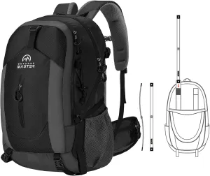 50L Hiking Backpack with High Strength Aluminum Support, Lightweight Travel Daypack with Rain Cover, Waterproof Camping Bag for Men Women -Black