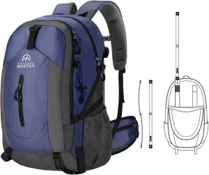 50L Hiking Backpack with High Strength Aluminum Support, Lightweight Travel Daypack with Rain Cover, Waterproof Camping Bag for Men Women -Blue
