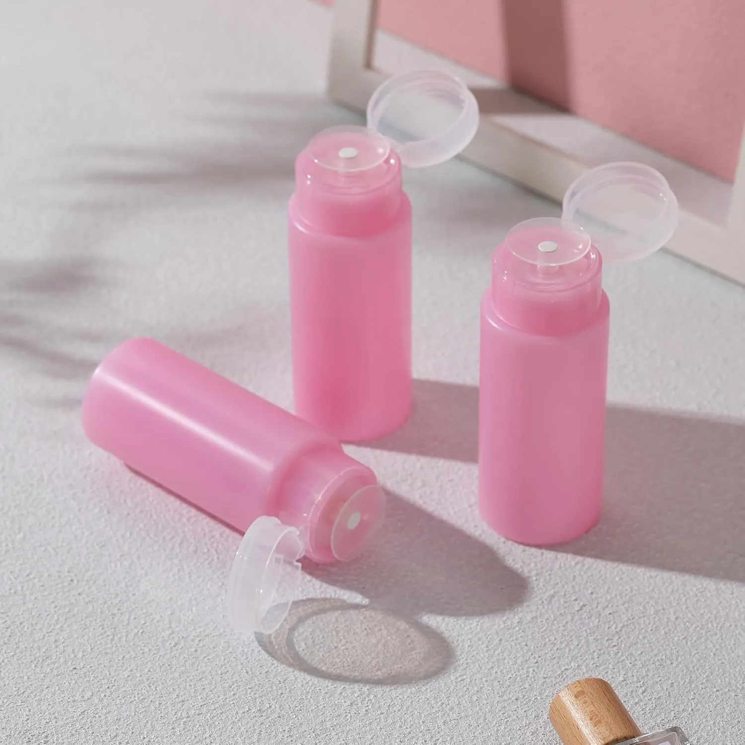 5.3oz Nail Polish Remover Bottle, 10PCS Push Down Pump Alcohol Dispenser, Empty Makeup Acetone Containers (Pink)