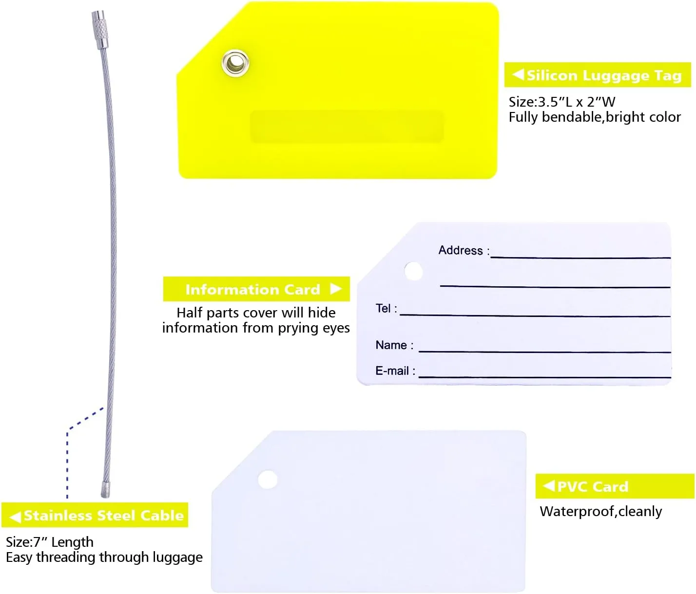 5Pack Silicone Luggage Tag with Name ID Card Perfect to Quickly Spot Luggage Suitcase by Ovener