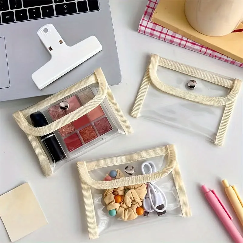 5pcs Transparent Makeup Bags – PVC Travel Toiletry Bags with Zipper Closure