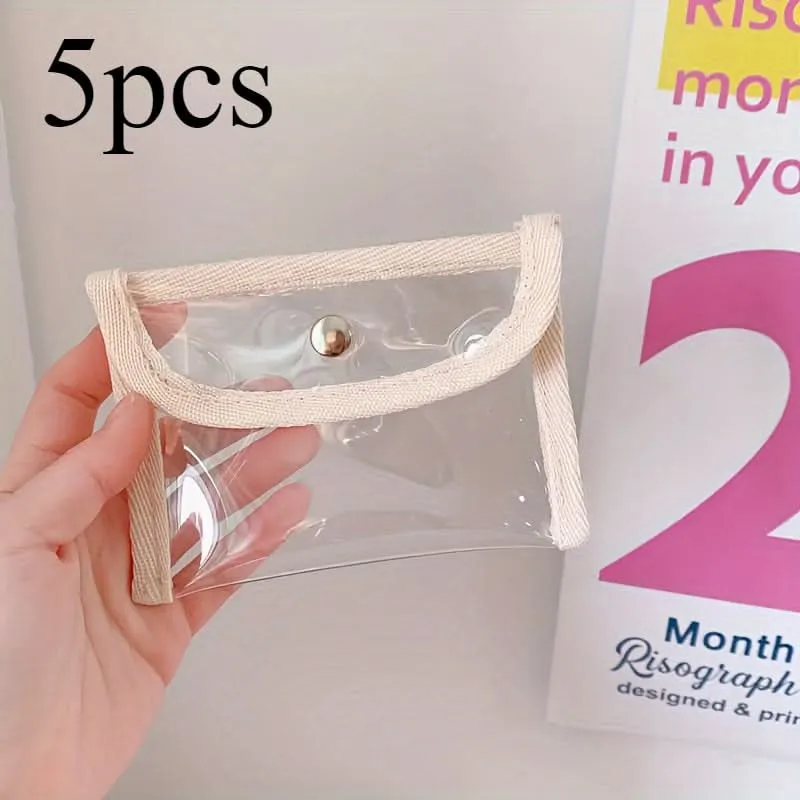 5pcs Transparent Makeup Bags – PVC Travel Toiletry Bags with Zipper Closure